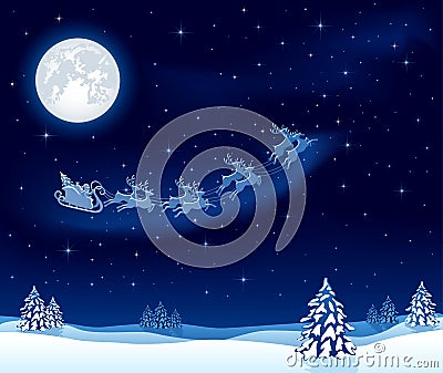 Christmas background with Santaâ€™s sleigh Vector Illustration
